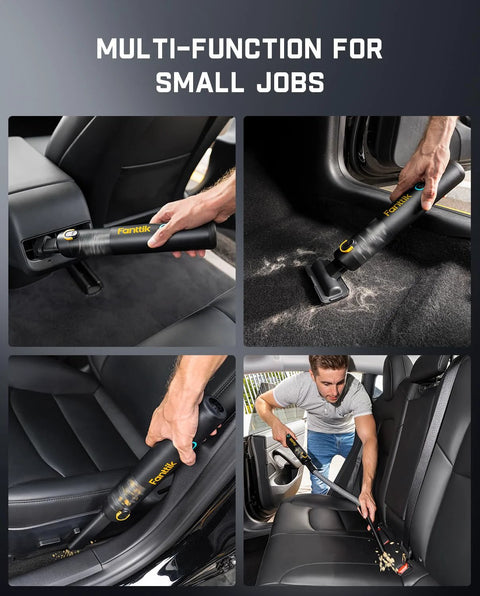 Fanttik Slim V8 APEX car vacuum, black handheld cordless with 19000Pa suction, 4-in-1 for car interior