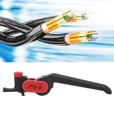 Handy Adjustable Depth Cable Stripper Tool for Longitudinal Slitting, 25mm Dia, shown against background of cut cables