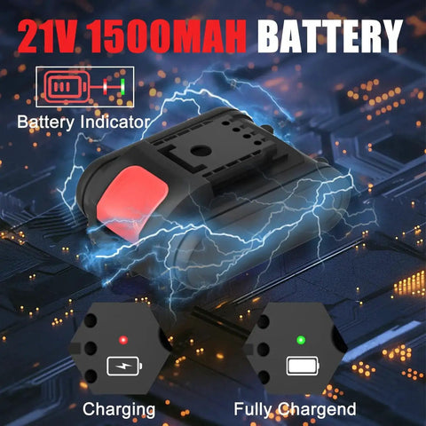 21V battery indicator for Cordless Drill Set With Battery And Charger, LED charging status, powerful 1500mAh capacity