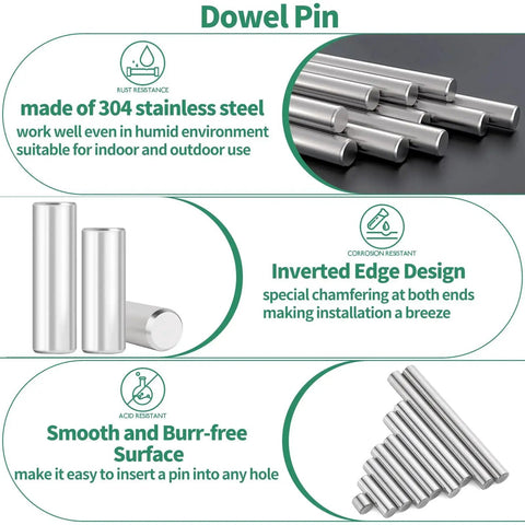All Purpose Stainless Steel Dowel Pins And Compression Springs Kit 370Pcs For M2 To M5 Sizes 304 Grade Pins And Springs description
