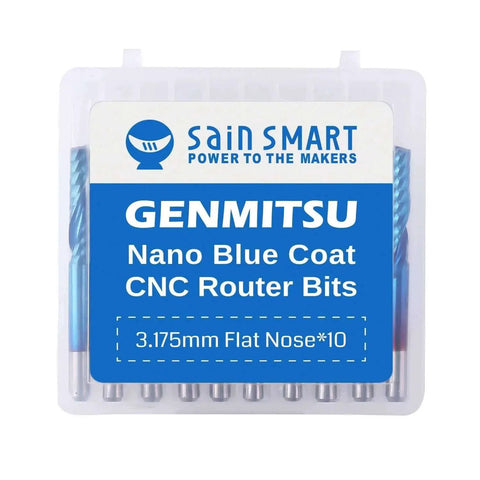Nano Blue Coat Flat Nose End Mill Set With One Flute Spiral Upcut CNC Router Bits For Milling And Engraving in packaging