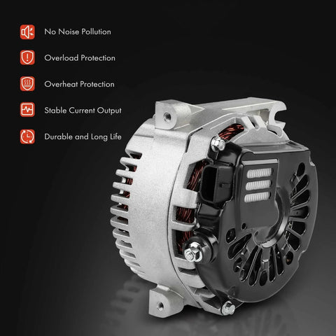Side view of Heavy-Duty Alternator For Ford Crown Victoria 1999-2000 Mercury Grand Marquis 1999-2002 Lincoln Town Car 1999-2000 V8 4.6L 130A 12V CW 6-Groove Pulley Replacement XW7U10300AA Ready To Install With High Output And Reliable Charging For Daily Driving showing durable construction with protective features.