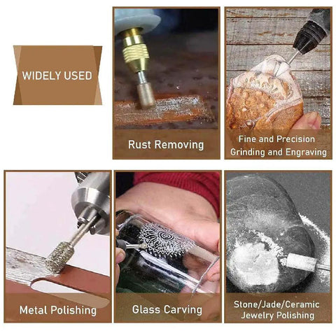 Pro Grade Diamond Burrs For Stone Carving And Engraving, Polishing Rotary Tool Accessories with one eighth inch shank