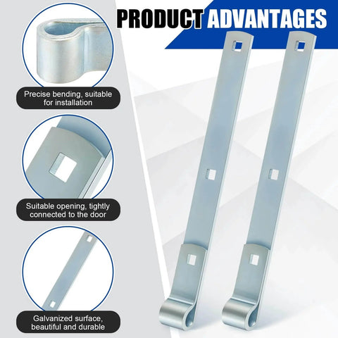 Close-up view of 4 Pack 12 Inch Zinc Strap Hinges For Gates, Tool Sheds, Barn Doors And Other Swing Entrances highlighting product features.