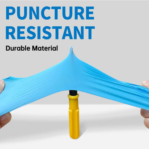 Stretch test of Powder Free Nitrile Exam Gloves 4.5 Mil Latex Free Blue 100 Medium Disposable demonstrating durability.