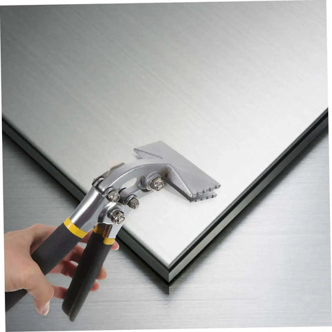 3 Inch Manual Sheet Metal Bender Tool With Straight Jaw Edge Seamer in use on metal sheet