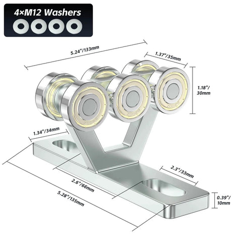 Six Wheel Hoist Trolley With Rollers For Electric Hoist Strut Channel Assembly detailed dimensions