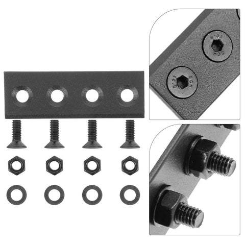 Black Sliding Barn Door Track Connector Repair Bracket, Heavy Duty Metal Flat Plate For Barn Door Hardware Kit, screws visible