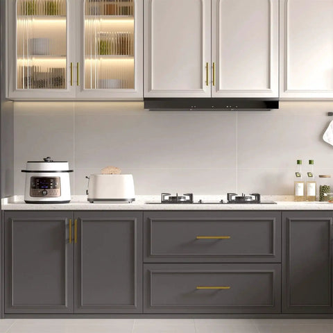 Kitchen with 30 Pack 3 Inch Gold Cabinet Handles For Cupboards And Drawers, Fade Resistant Stainless Steel Gold Cabinet Pulls installed