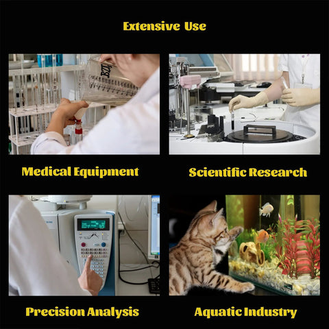 Eastrans silicone tubing, 1/4 in ID x 3/8 in OD, food-grade, 5 ft; collage of medical, research, and aquatic uses
