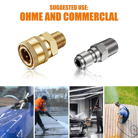 Four Pairs NPT Quarter Inch Pressure Washer Quick Connect Couplers Male And Female Quick Connectors Fittings Stainless Steel Adapters