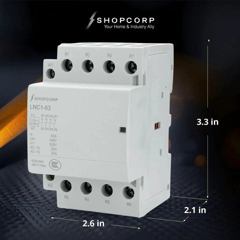 4 Pole Contactor With 110 120V Coil, 63A Normally Closed NC, DIN Rail Mount, industrial grade for HVAC and compressors, IEC EN compliant