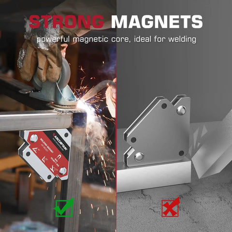 Heavy Duty Welding Magnets Set For Secure Joints With 25 Lb And 55 Lb Strength, used for precise welding angles by ARCCAPTAIN
