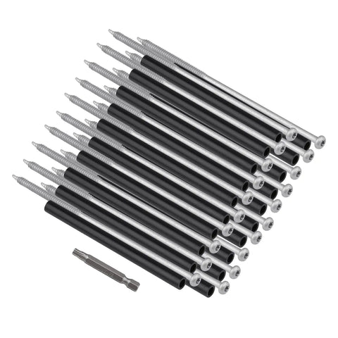 10 Piece 7 Inch Gutter Screws With Ferrules And Driving Tool for eave gutters, showcasing heavy duty replacement fastening