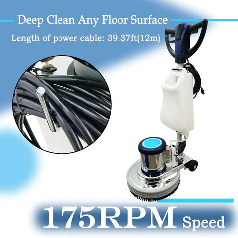 Beast 18 Inch Floor Scrubber And Polisher Pro Grade Multi Surface Cleaner for wood, tile, epoxy, and carpet with handle and brush