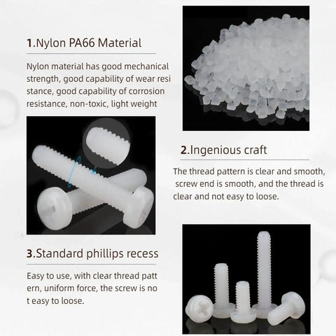 All In One Nylon PA66 White Metric Phillips Pan Head Screws Set 500Pcs M2 To M2.6 With Plastic Storage Box For Electronics Repair DIY