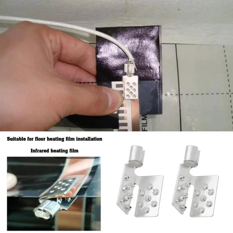 YINETTECH 10pcs crimp connectors mounting clamps for infrared heating foil; metal clamps for heating film installation