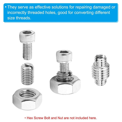 PATIKIL two-piece stainless steel thread adapters; M20xM10 reducing nuts (25mm) male to female