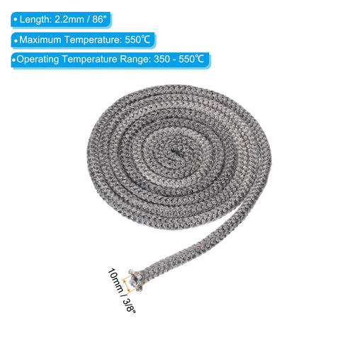 PATIKIL 3/8in x 86in graphite fiberglass wood stove gasket rope, black, coiled seal for stove doors