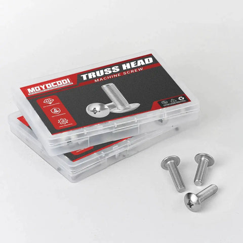 Truss Head Phillips Drive Machine Screws M4 X 10mm 50 Pack Fully Threaded Metric Bolts 304 Stainless Steel 18 8 with packaging