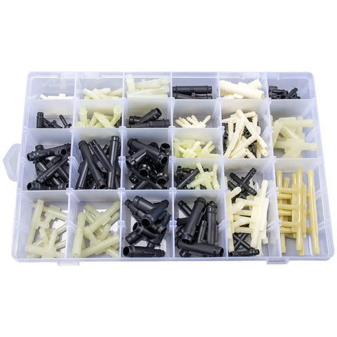 32 Size Automotive Vacuum Tubing Connector Kit With 159 Pieces, nylon connectors in a box, various types for quick car repairs by OAUTOO.