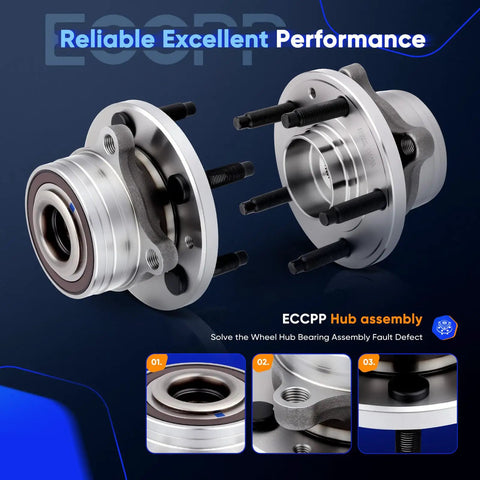 Beefed Up Wheel Bearing Hub Assembly 512460 For Ford Explorer And Police Interceptor Utility, front and rear axle view.