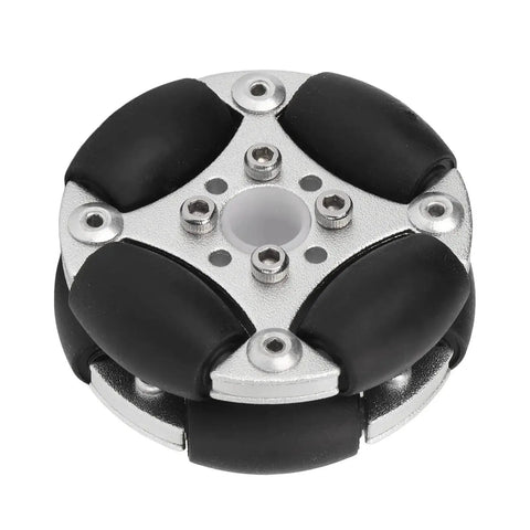 Double Aluminum Omni Wheel Set For Robotics Projects And Competitions With 360 Degree Rotation featuring durable alloy and nylon tread