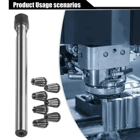 Pro Grade 100L Collet Chuck Holder With Seven ER8 Collet Set Ranging From 2 To 5 mm installed in CNC router and milling machine