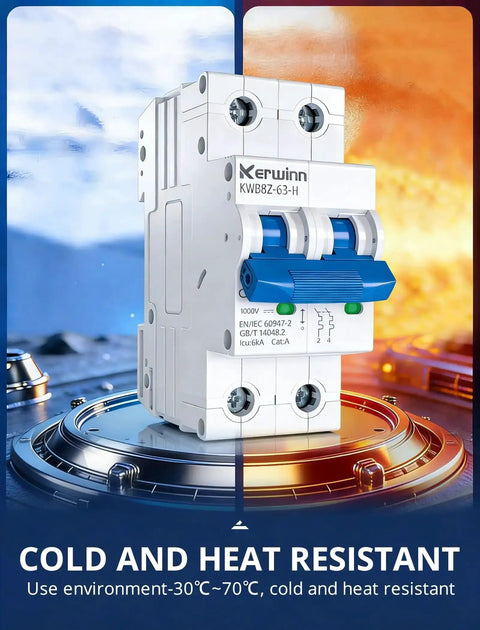 DC Small But Mighty Miniature Circuit Breaker 1000V Non Polarity 2 Pole 32A MCB With DIN Rail Mount cold resistant view