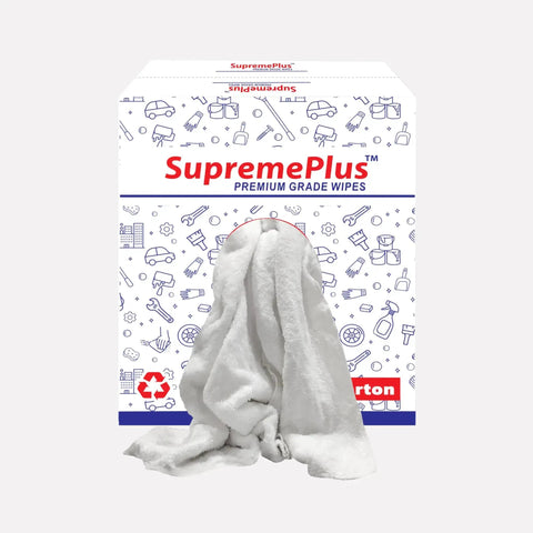 Premium White Terry Cloth Rags For Garage, Shop And Housekeeping, Ultra Absorbent Cotton Towels, Heavy Duty Cleaning Rags box