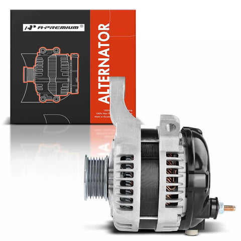 Side view of Drop-In 160A 12V Clockwise Alternator Replacement For Jeep Commander 2006 V8 5.7L and Grand Cherokee with box