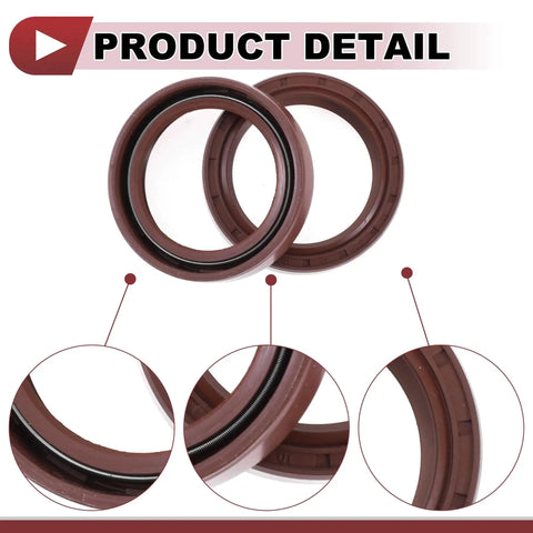 Universal Oil Seal TC Seal Ring Rotary Shaft Seal 35x45x10mm FKM Rubber Brown 2 Pack detail view