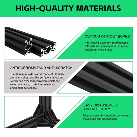 2040 V Slot Aluminum Extrusion Profile 1220mm Two Pack Set with high-quality anodized black finish for enhanced durability and precision