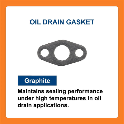 Oil drain gasket, graphite, three-hole oval shape for turbo applications