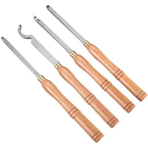 Durable Wood Turning Tools Set For DIY Hobbyists With Carbide Round Square Diamond Cutters And Comfortable Grip Handles 4 Piece Lathe Tool Kit By VEVOR
