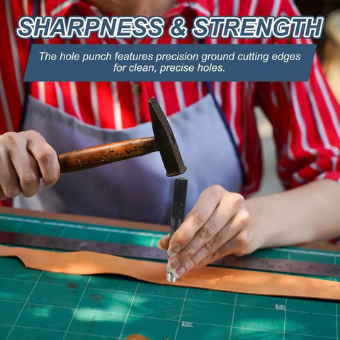 Using Leather Hole Punch 25mm Hollow Round Puncher Cutter Carbon Steel Pro Grade Tool for precision cutting on a leather strip