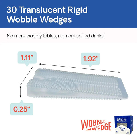 Heavy Duty Leveling Shims for Furniture and Appliances, Transparent Rigid Plastic Wedges, 1.11 x 1.92 inches, 30 Pack