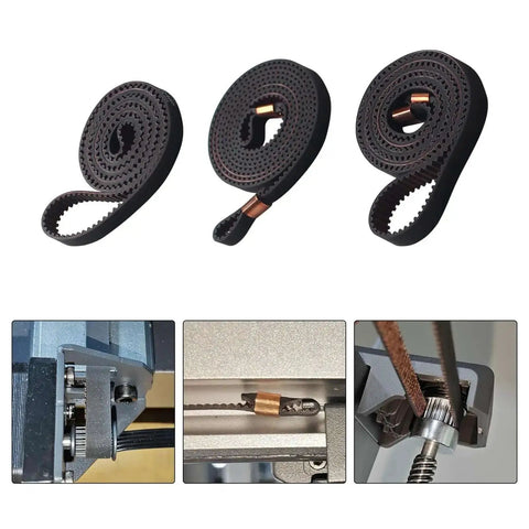 Kobra3 X Y Z Axis Timing Belt Kit rubber drive belts replacement for 3D printer, showing belts and installation on Kobra 3 models.