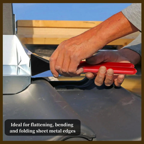 Person using Three Piece Hand Seamer Sheet Metal Tool Set With Straight Jaw And 45 Degree And 90 Degree Jaws for metalwork