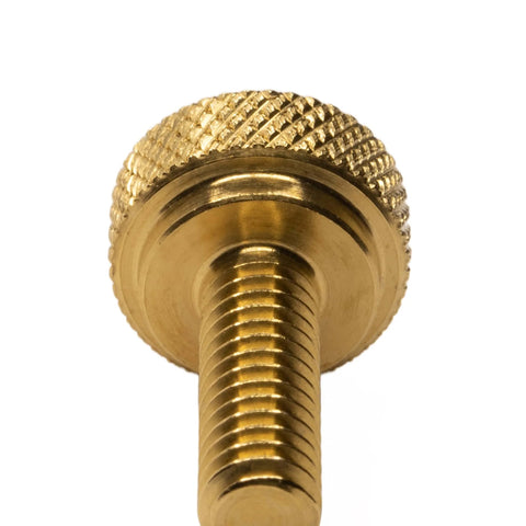American Made 1/4-20 Brass Thumb Screws With Knurled Diagonal Grip, 3/4 Inch Thread Length, No Burrs, Durable Five Pack