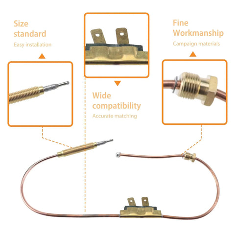 Eighteen Inch Long Propane Heater Thermocouple 28082 Compatible With Mr Heater MH35FA with detailed close-up of connections.