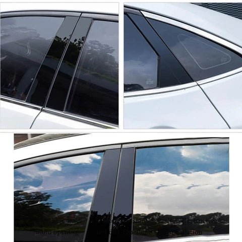Jeep Cherokee B Pillar Trim Molding 6 Pieces Compatible 2014-2022 PC Durable shown installed on vehicle close-up