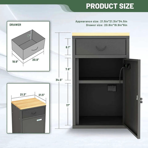 180L 3D Printer Filament Storage Cabinet With Built In Dehumidifier For 40 Rolls Nylon PLA ABS TPU Industrial, dimensions display