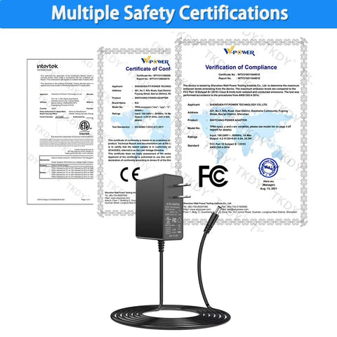 6V 2A Power Supply Cord For Elliptical Machines 1.8m Cable DC 5.5x2.5mm Port Compatible 6V Chargers with safety certifications