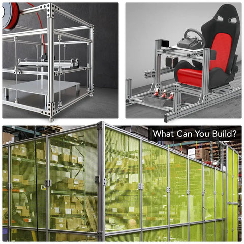 8020 15 Series aluminum framing builds with 5/16-18 flanged button head socket cap screw bolt with slide-in economy T-nut combo.