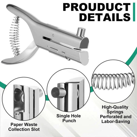 Heavy Duty Hole Punch With Long Reach And Deep Throat For Easy Low Effort Punching Three Eighth Inch Circular Hole product details