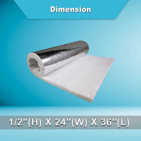Ceramic fiber blanket with aluminum foil facing, 1/2 in thick, 24 x 36 in, 6# density, Amazon