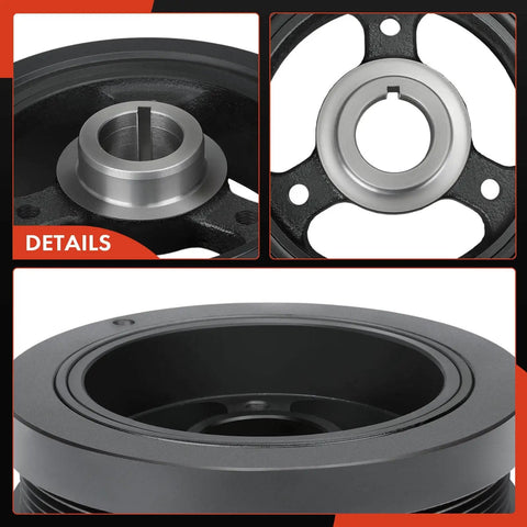 Engine Harmonic Balancer Crankshaft Pulley For Ford F-150 direct fit replacement showing close-up detail of black finish and design
