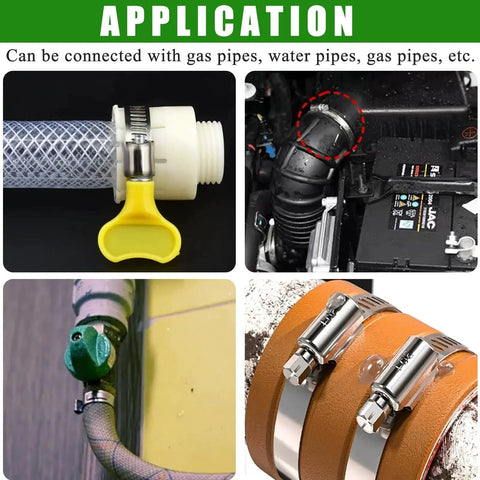 200-Piece 304 Stainless Steel Hose Clamp Kit With Thumb Screws 1/4 To 2 Inch for gas and water pipes application