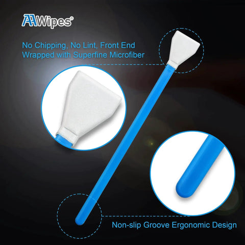 Close-up of APS-C Sensor Cleaning Swabs 16 mm For DSLR And SLR Cameras, 10 Pack Microfiber, showing microfiber head and handle design.